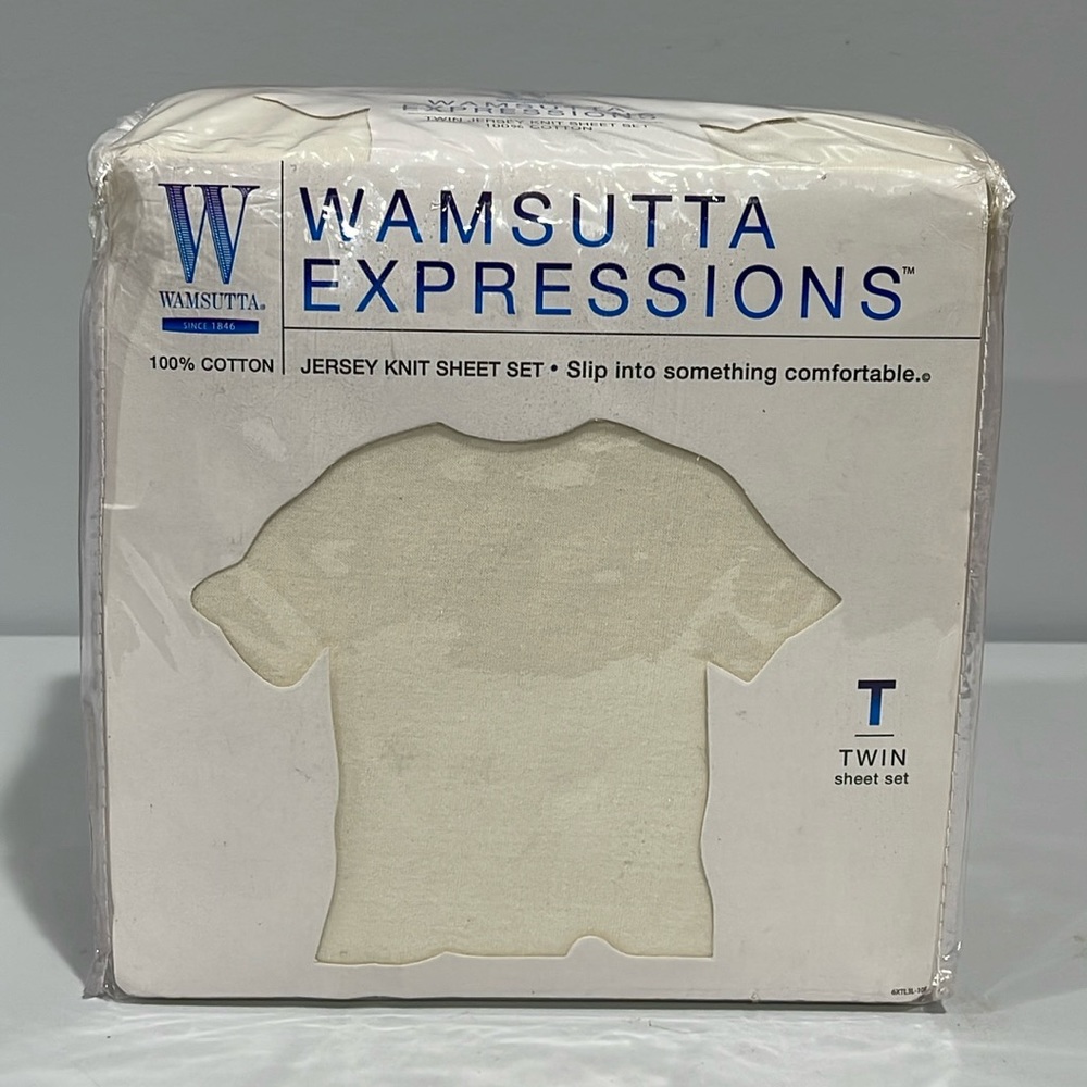 WAMSUTTA Expressions Jersey Knit Cotton Twin Sheet Set ecru ivory NEW